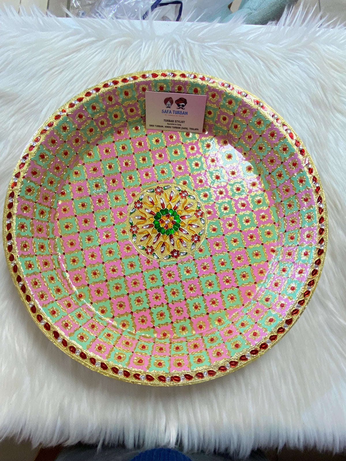 Decorative Meenakari Plate/Thalli/ Thaal for wedding, shagun etc.