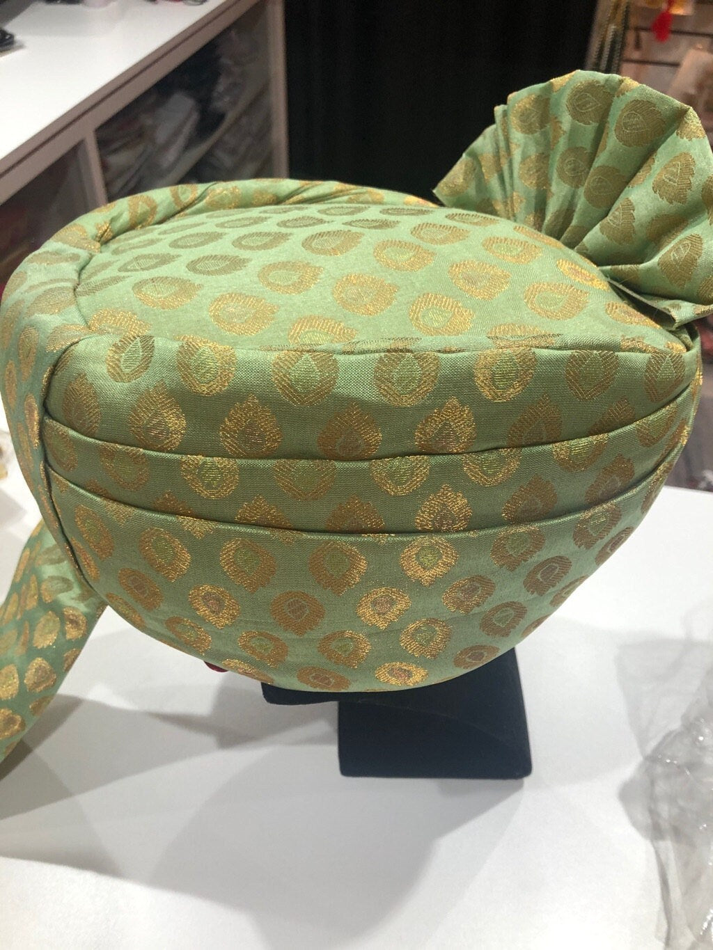 Thalapa-  Pista Green with Golden Pattern Thalapa- Safa Turban/Pagdi/Premade Turban/Turban/Pagdi for Men (Groom and Tholan)