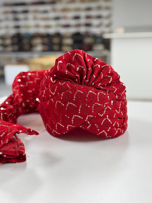 Groom Wedding Turban- Red  Turban- Safa Turban/Pagdi/Premade Turban/ Wedding Safa/Turban/Pagdi for Men (Groom)/ Thalapa