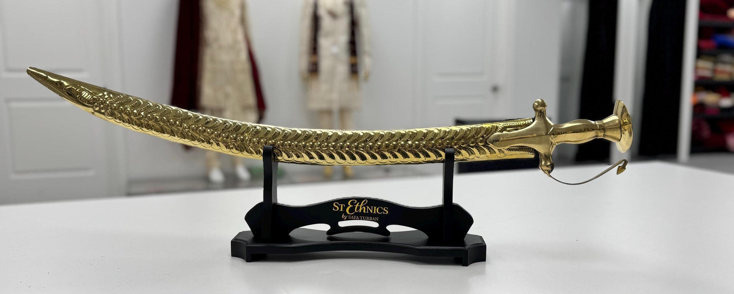 Indian Wedding Decorative Sword/Kirpan- Golden Sword with Golden work handle/For wedding purpose/Indian Rajput Wedding Sword