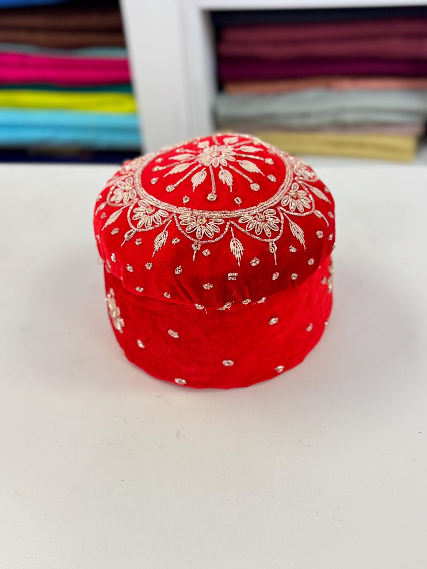 MULTI PURPOSE handcrafted velvet hand embroided Box- Trousseau Box- Bangle/jewellery/kaleere Storage Box