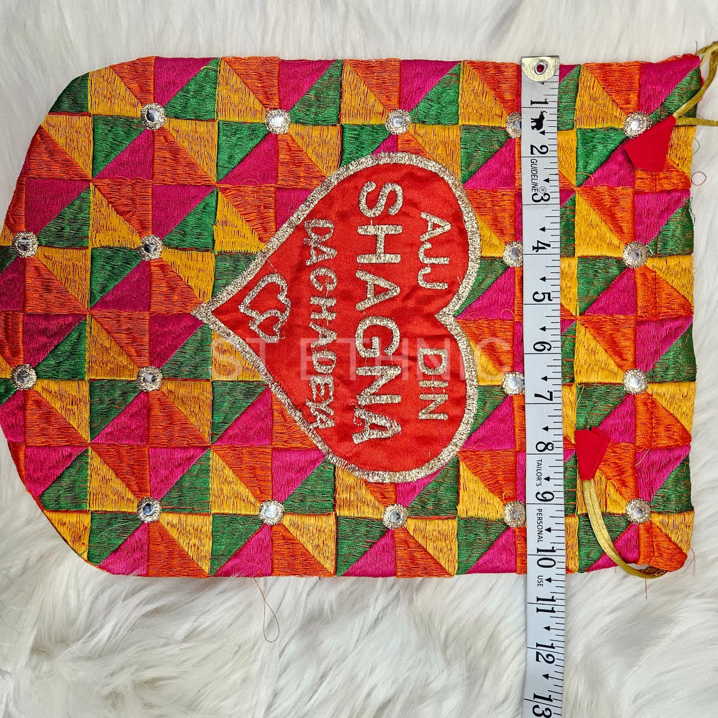 Indian Wedding- Desi Mithai/ Bhaji/Ladoo Bag- Potli Bag for Return Gifts Wedding II Sweets Bag Gift II Phulkari print potli