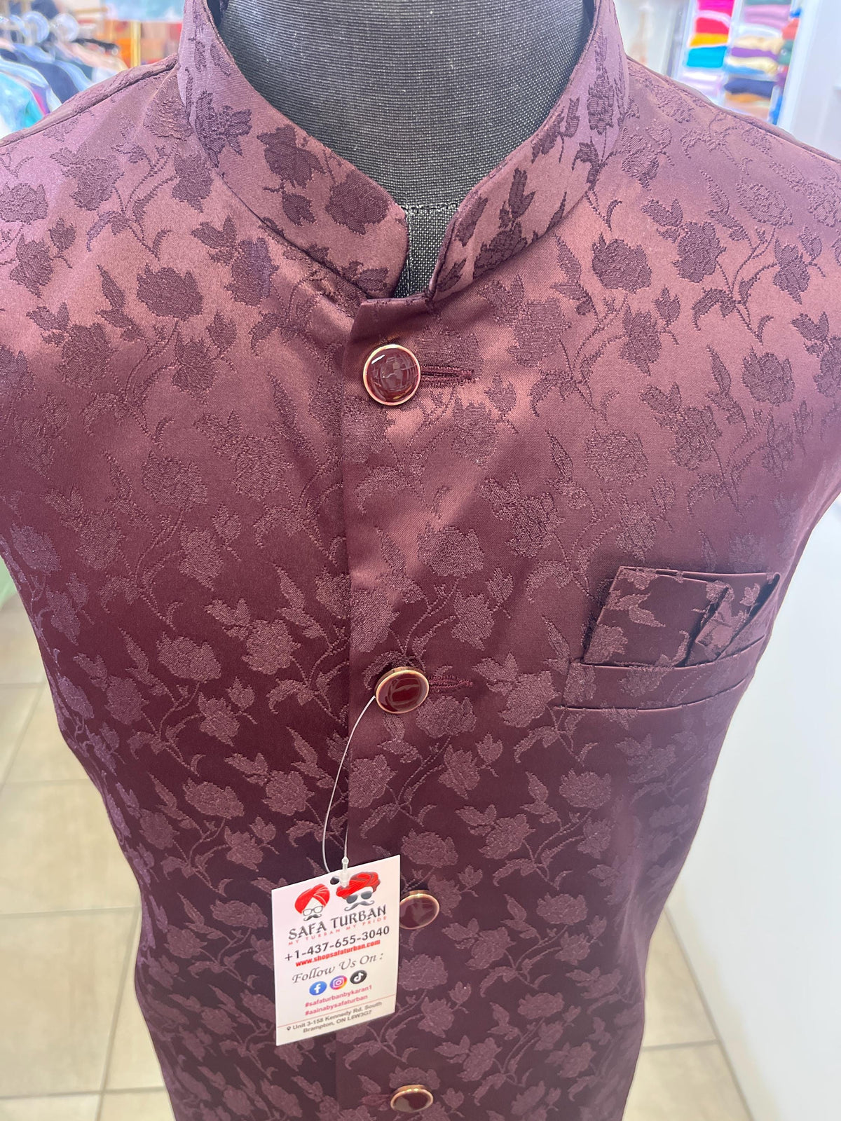 Designer Maroon Men Vests- Men Vests- Wedding Vest, Kurta Pajama Vest, Prom Party Dress, Casual Wear (Size available 38,40,42,44,46)