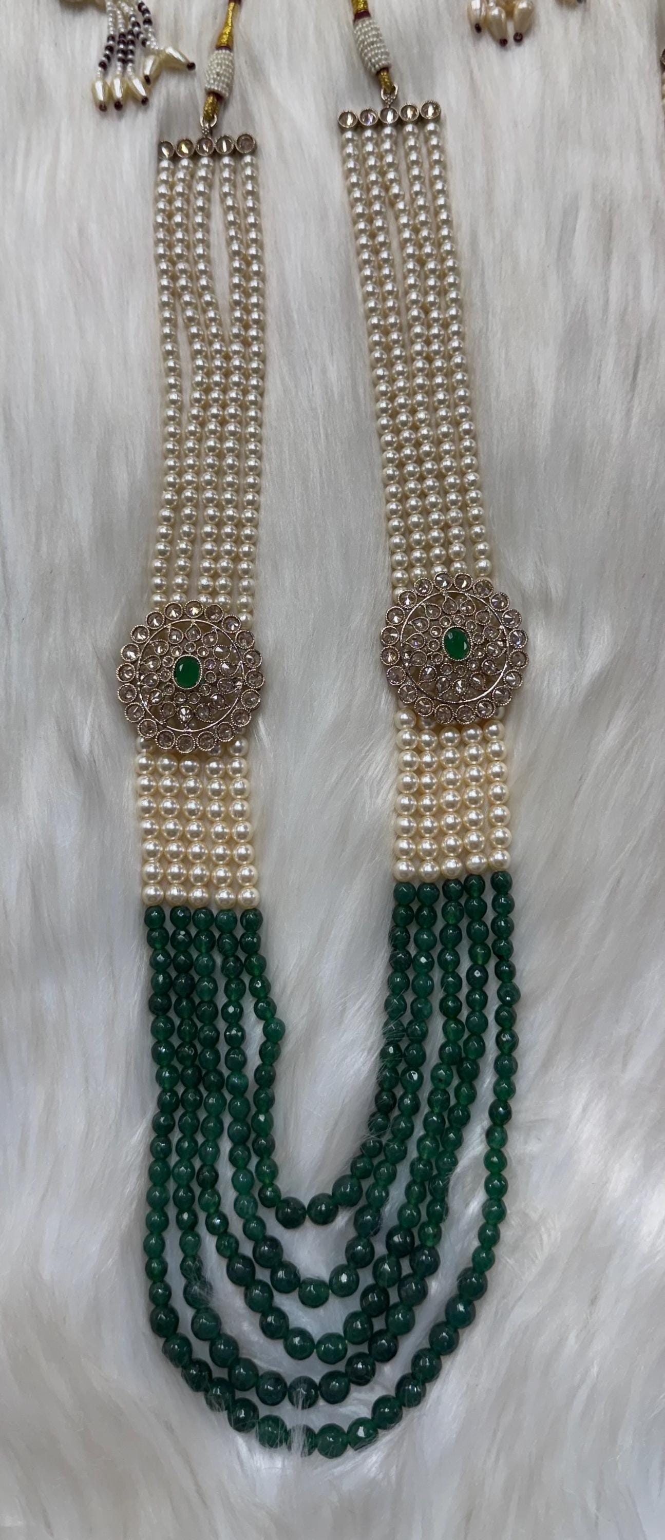 Indian Wedding-Pearl Necklace with Brooch, five Layered Maharaja Haar/ Necklace for Groom for Wedding