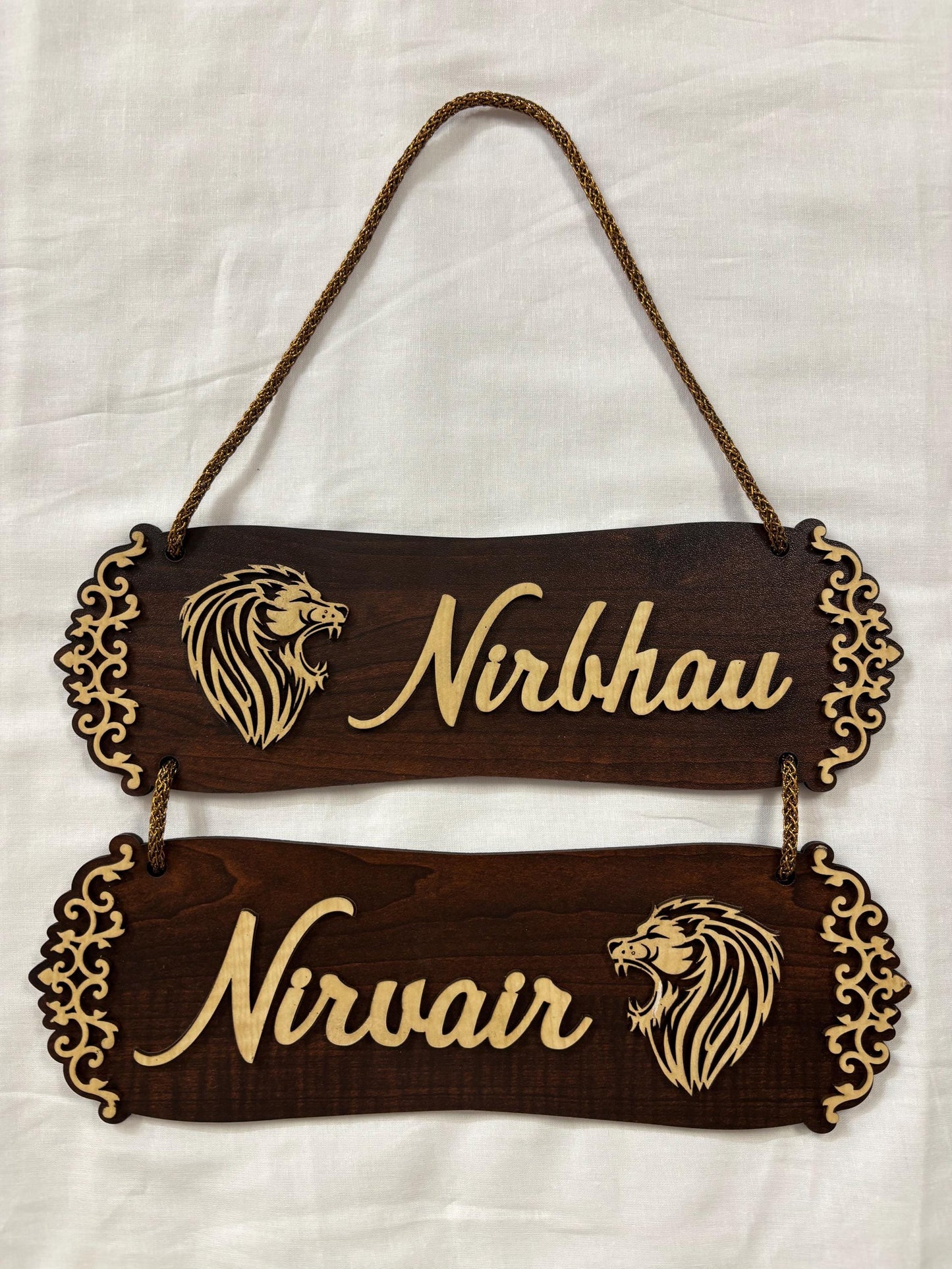 Wall hanging I Nirbho Nirvair (Brown, English)I Wooden Wall Hanging | Door Hanging | Home Decor Accessory