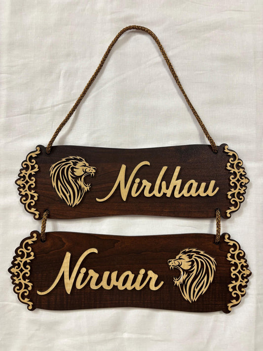 Wall hanging I Nirbho Nirvair (Brown, English)I Wooden Wall Hanging | Door Hanging | Home Decor Accessory