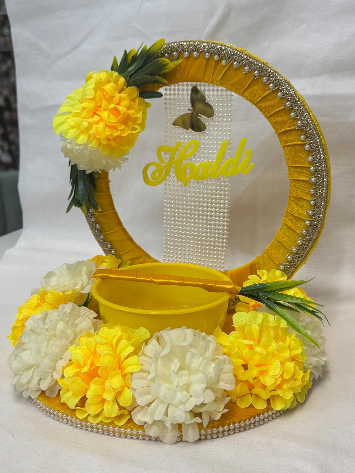 Wedding Accessories- Bride/Groom Mayian/ Haldi/ Maiyan/ Vatna Ceremony-Decorative  Wooden board and  Bowl
