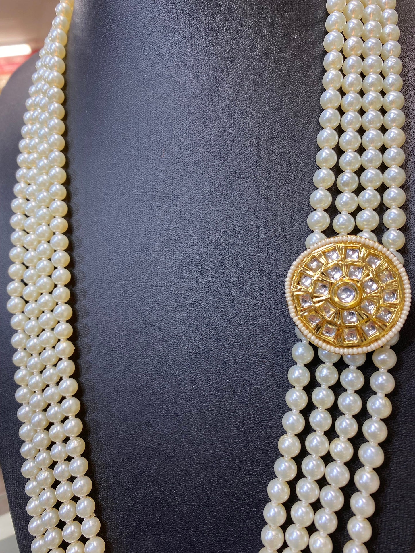 Indian Wedding-Pearl and  Kundan Four Layered Maharaja haar/ Necklace for Men/Groom for Wedding