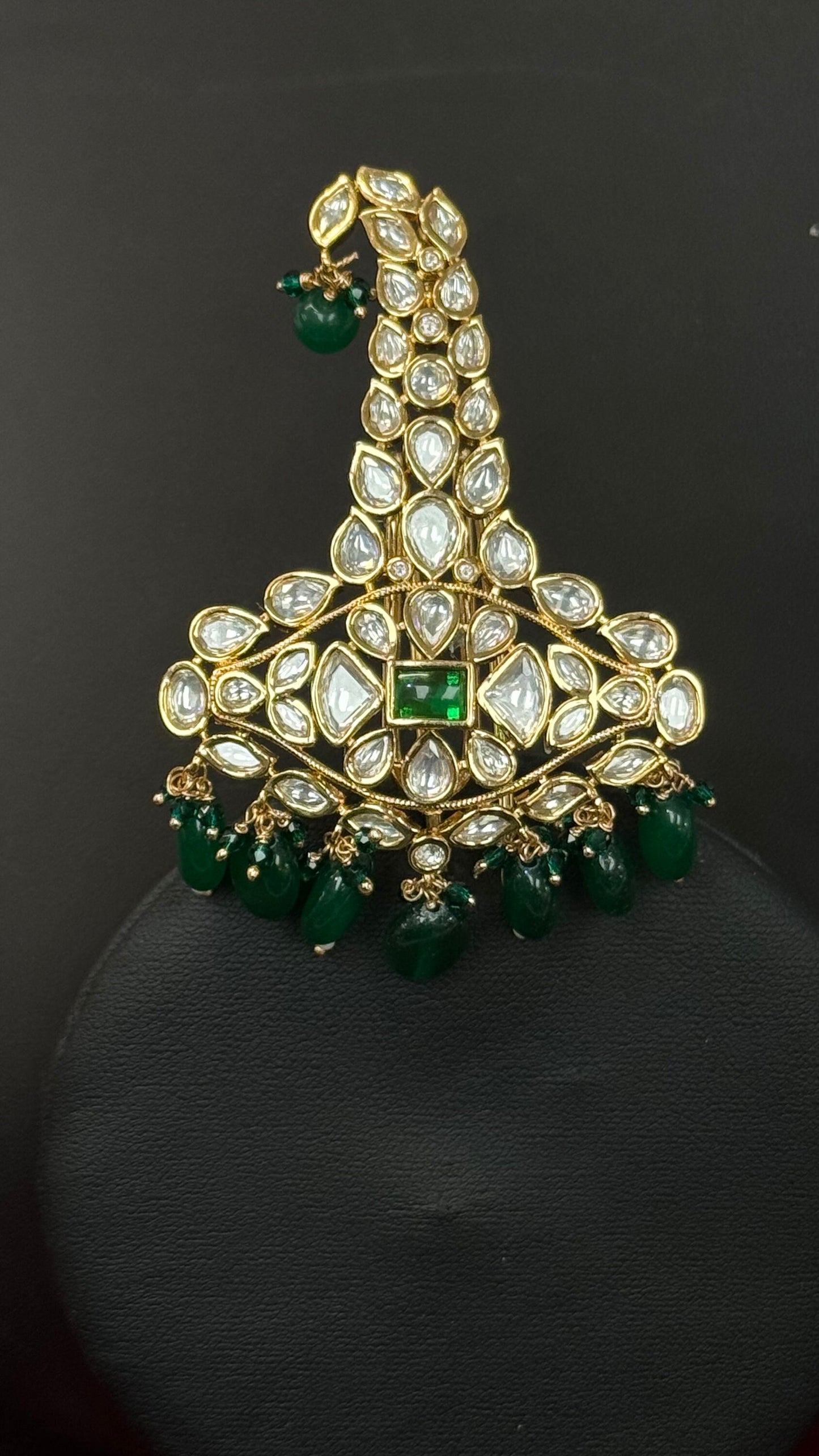 Indian Groom Wedding Accessories-Pachi Kundan Kalangi/Kalgi for Men's Safa/Groom Pagdi