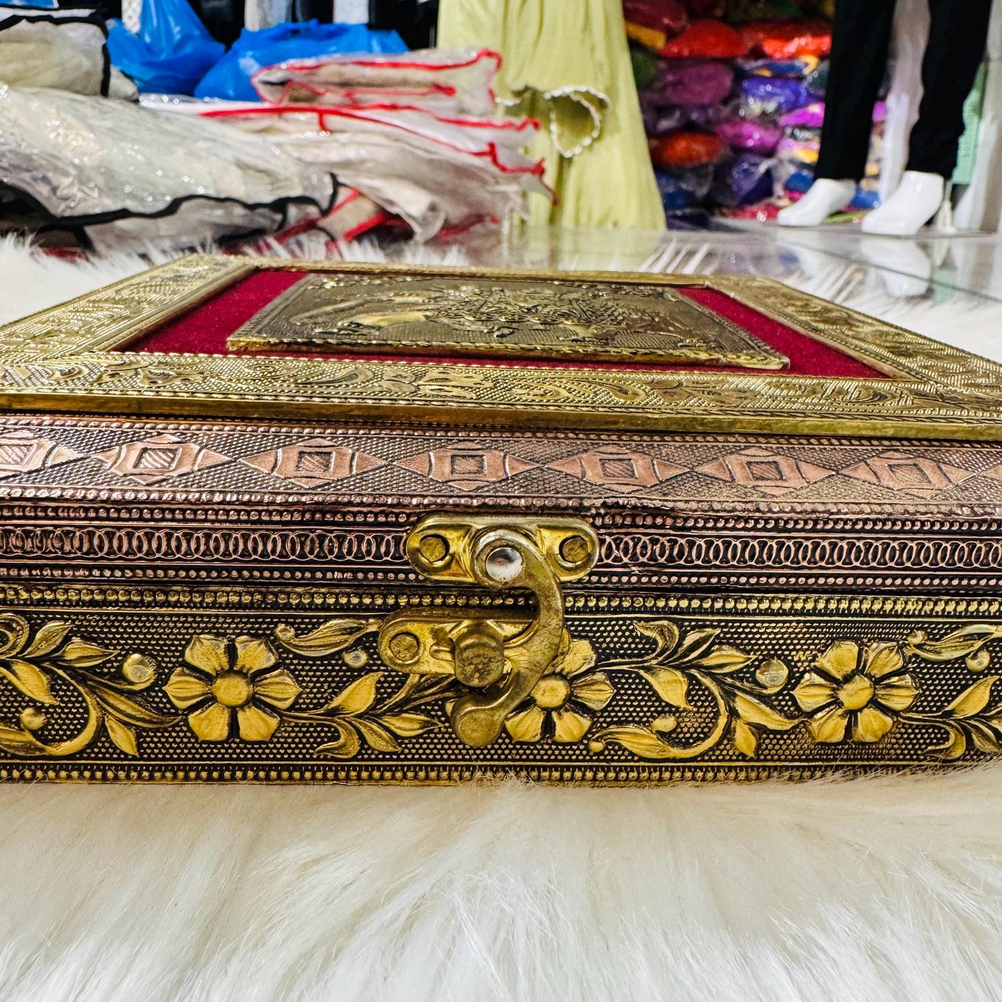 Decorative  Heavy Wooden  Handicraft Empty Dry Fruit Gift Box/Gifting Box/Wedding Box/four section