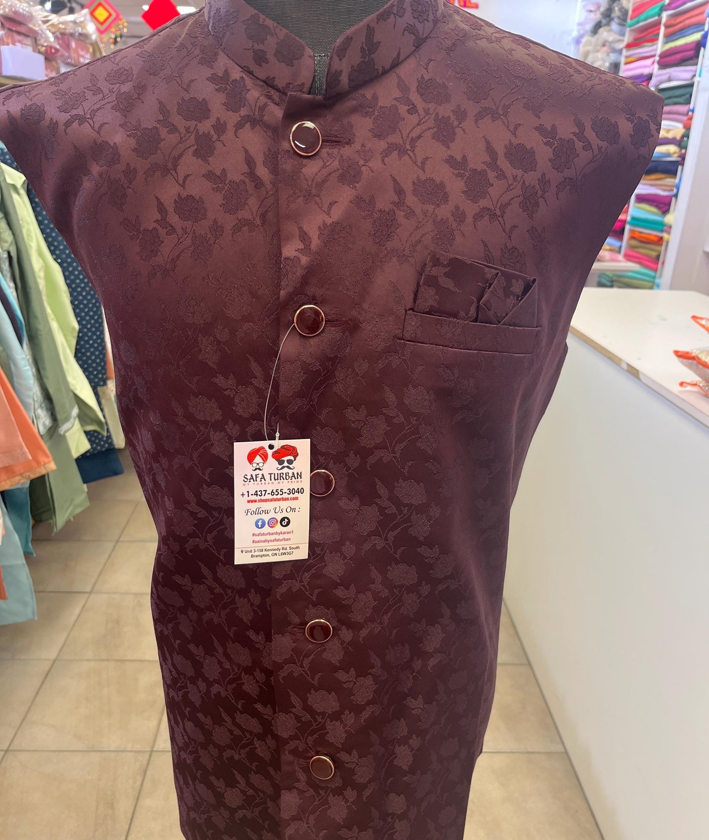 Designer Maroon Men Vests- Men Vests- Wedding Vest, Kurta Pajama Vest, Prom Party Dress, Casual Wear (Size available 38,40,42,44,46)