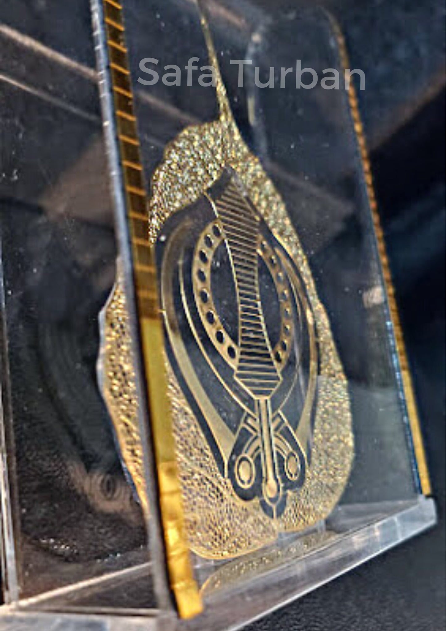 Car Dashboard Rectangular Shape Acrylic Showpiece, Religious Idol Statue for Mandir, Office & Home Décor (Khanda)