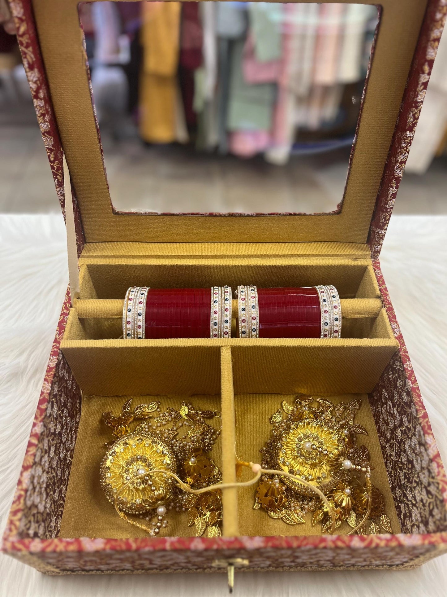 Churra /Kalira Box- Brocade handcrafted Box- Trousseau Box- Churra Kalire Box- Bridal Chura- Bridal Chuda Bangles- Bangle Storage Box