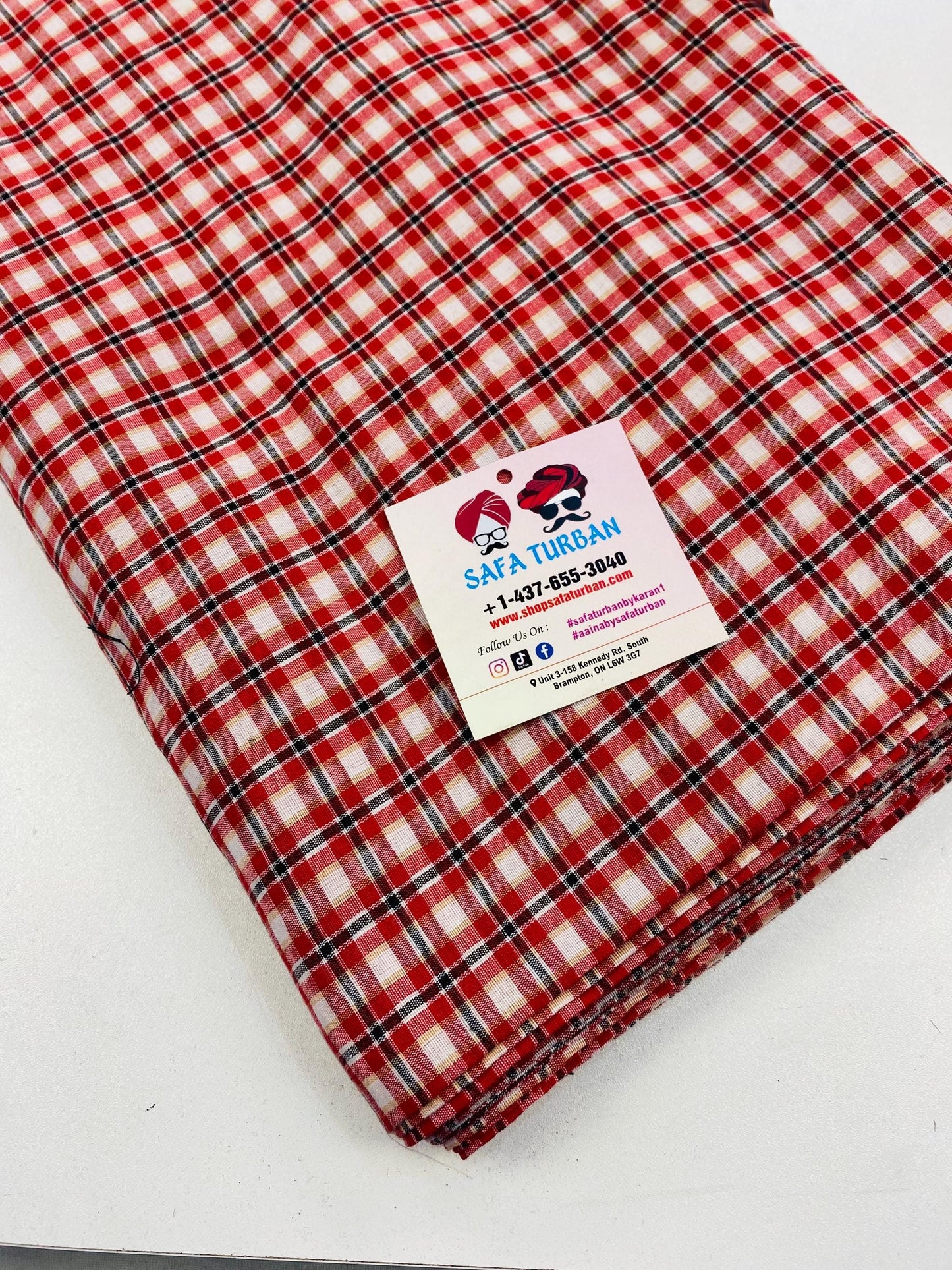 Unstitched Red & black and white Colour Check Parna (Check Parna)