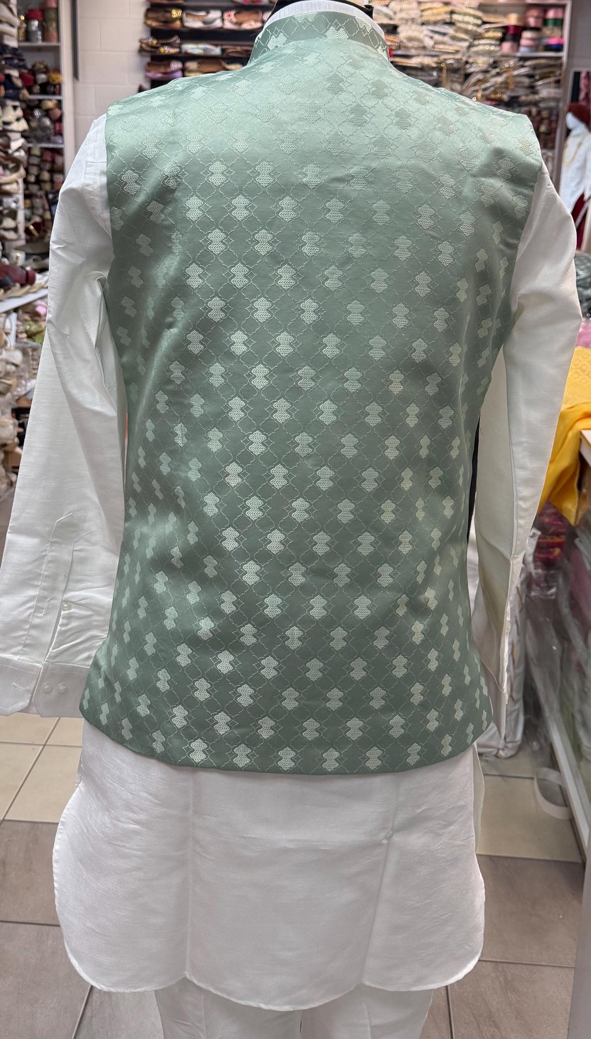Designer Mint Green (Sage Green) Men Vest- Wedding Vest, Kurta Pajama Vest, Casual Wear (Size available 38,40,42,44,46)