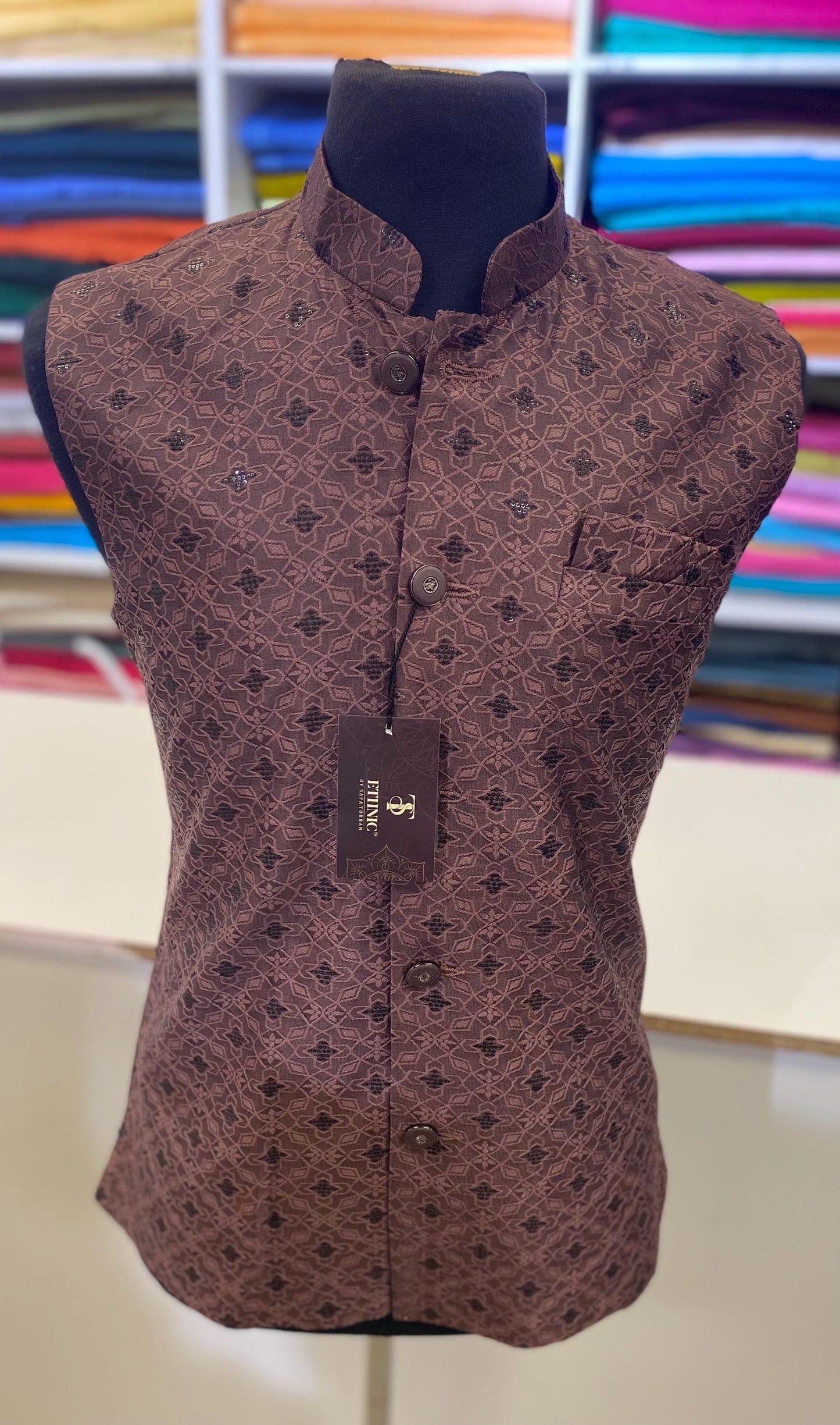 Designer Wine and black Men Vests- Men Vests- Wedding Vest, Kurta Pajama Vest, Prom Party Dress, Casual Wear (Size available 38,40,42,44,46)