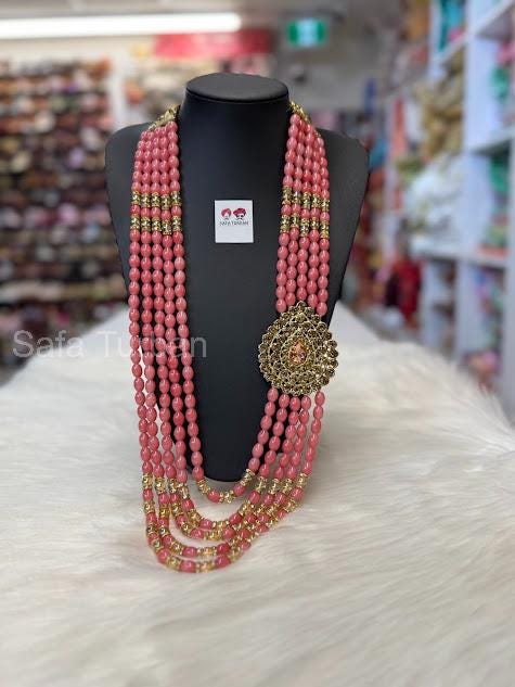 Indian Wedding- Pearl Stone & Studded Necklace for Men/Groom for Wedding