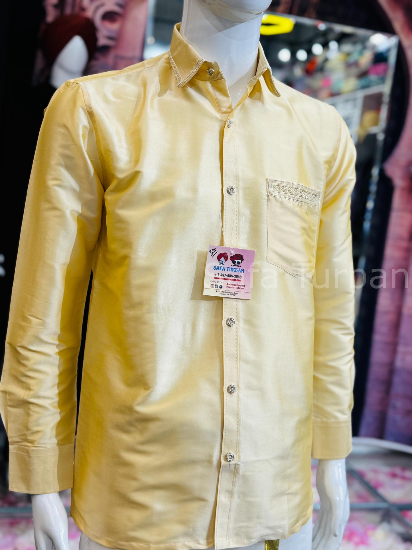 Solid Silk Casual Shirt (Gold)