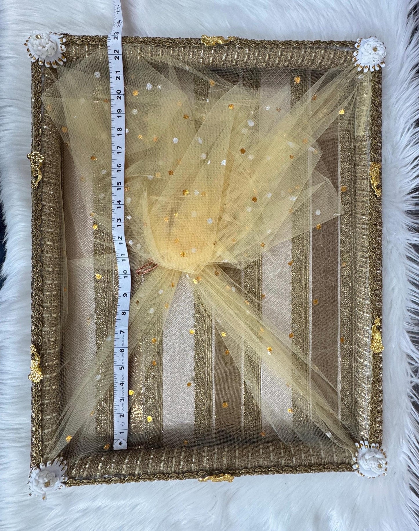 Gifting Best Wishes Wedding/Shagun Tray/Gift/Packing Tray/Decorative multicoloured Tray with Golden Work