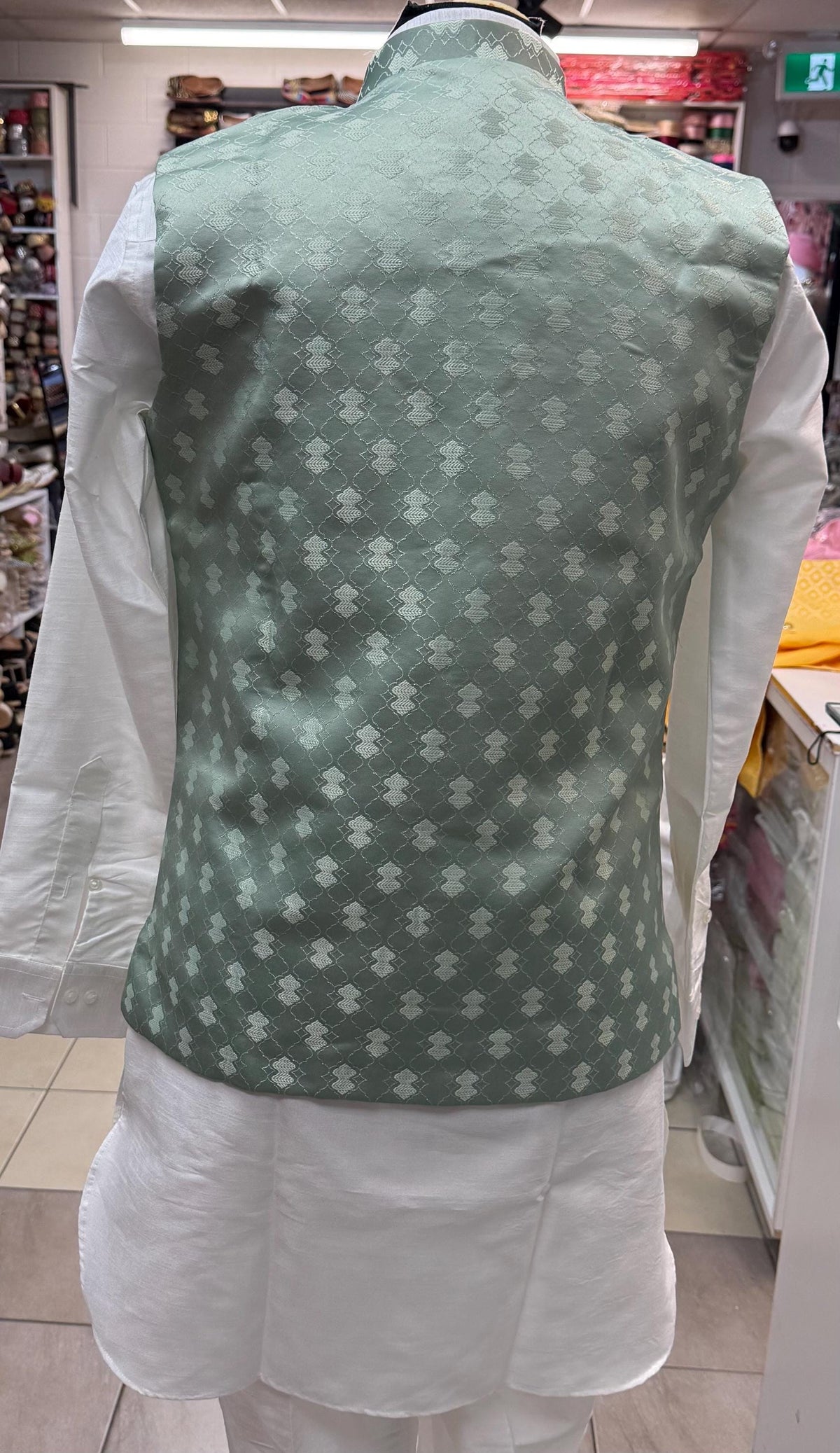 Designer Mint Green (Sage Green) Men Vest- Wedding Vest, Kurta Pajama Vest, Casual Wear (Size available 38,40,42,44,46)