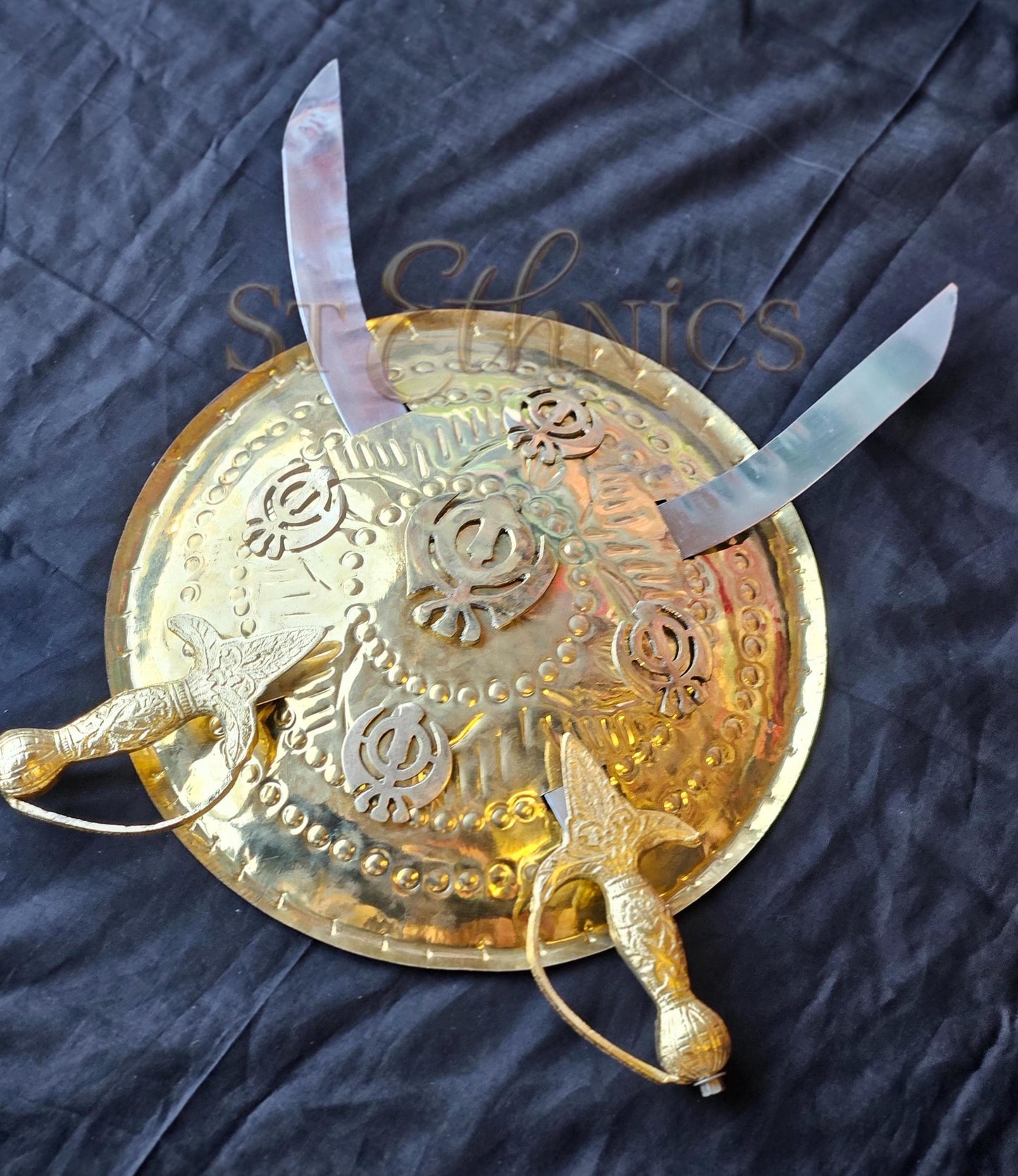 Sikh Kirpan and Dhal Wall Hanging, Khanda Metal Art for Home Décor, Unique Sikh Gift Items.