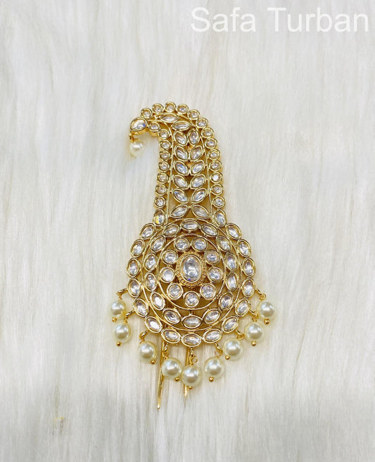 Indian Groom Wedding Accessories- Pachi Kundan Kalangi/Kalgi for Men's Safa/Groom Pagdi