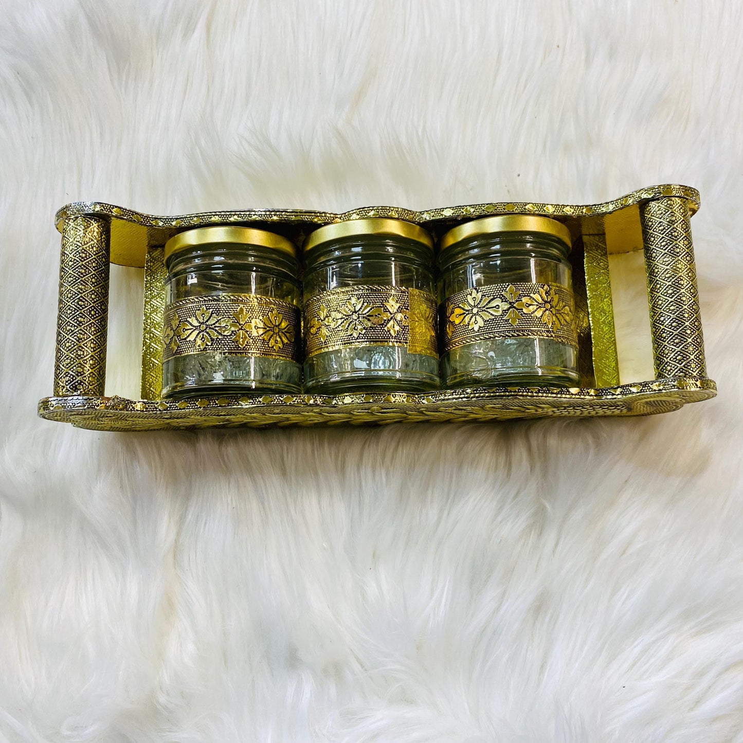 Decorative  Heavy Wooden  Handicraft Empty Dry Fruit Jar Tray/Gifting Box/Wedding Box/ Dry fruit tray /Jar tray