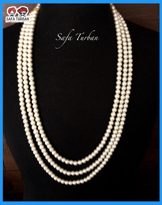 Indian Wedding- White/Offwhite Pearl Stone Beads Necklace for Men/Groom/Dullah for Wedding