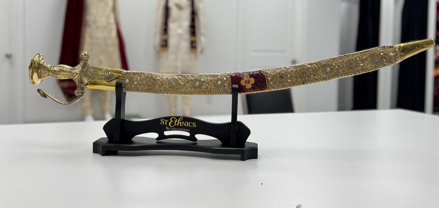 Indian Wedding Decorative Sword/Kirpan- Golden colour with golden handle/For wedding purpose/Decorated Sikh Wedding Kirpan