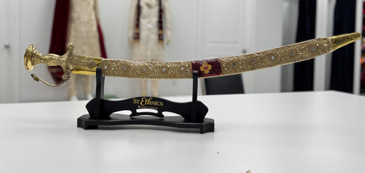 Indian Wedding Decorative Sword/Kirpan- Golden colour with golden handle/For wedding purpose/Decorated Sikh Wedding Kirpan