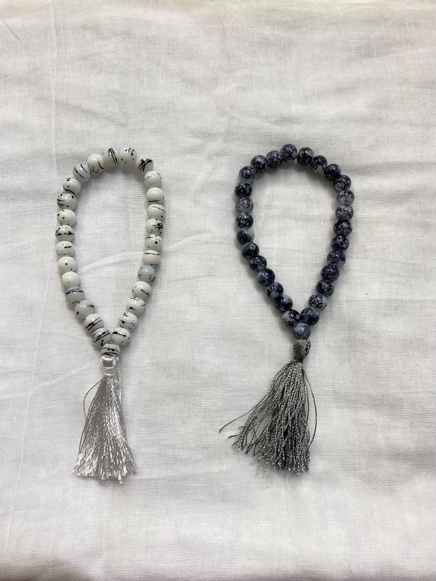 Crystal Bead Simarna – White & Black | Sikh Simarna | Naam Simran Prayer Beads
