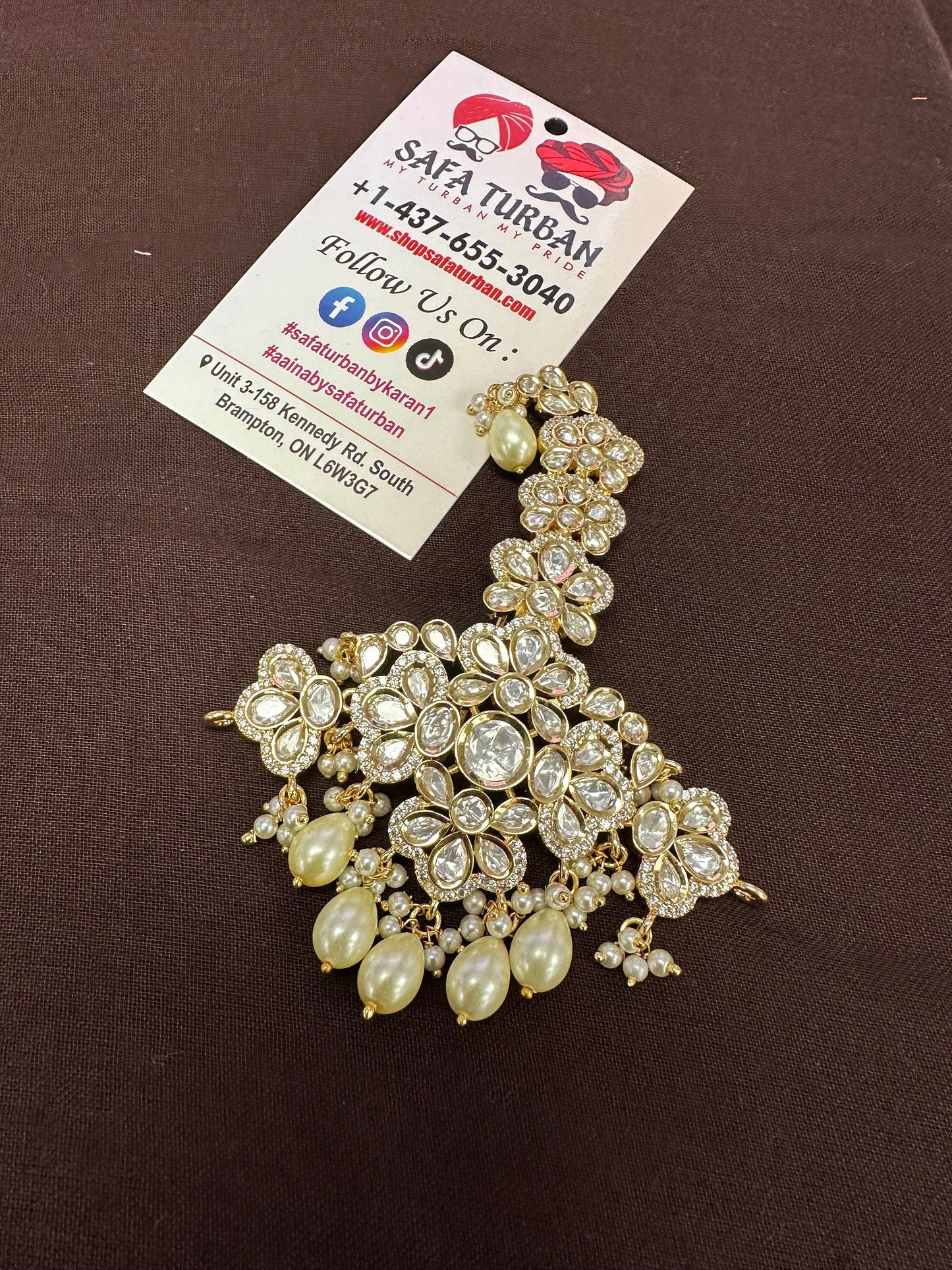 Indian Groom Wedding Accessories-Pachi Kundan Kalangi/Kalgi for Men's Safa/Groom Pagdi