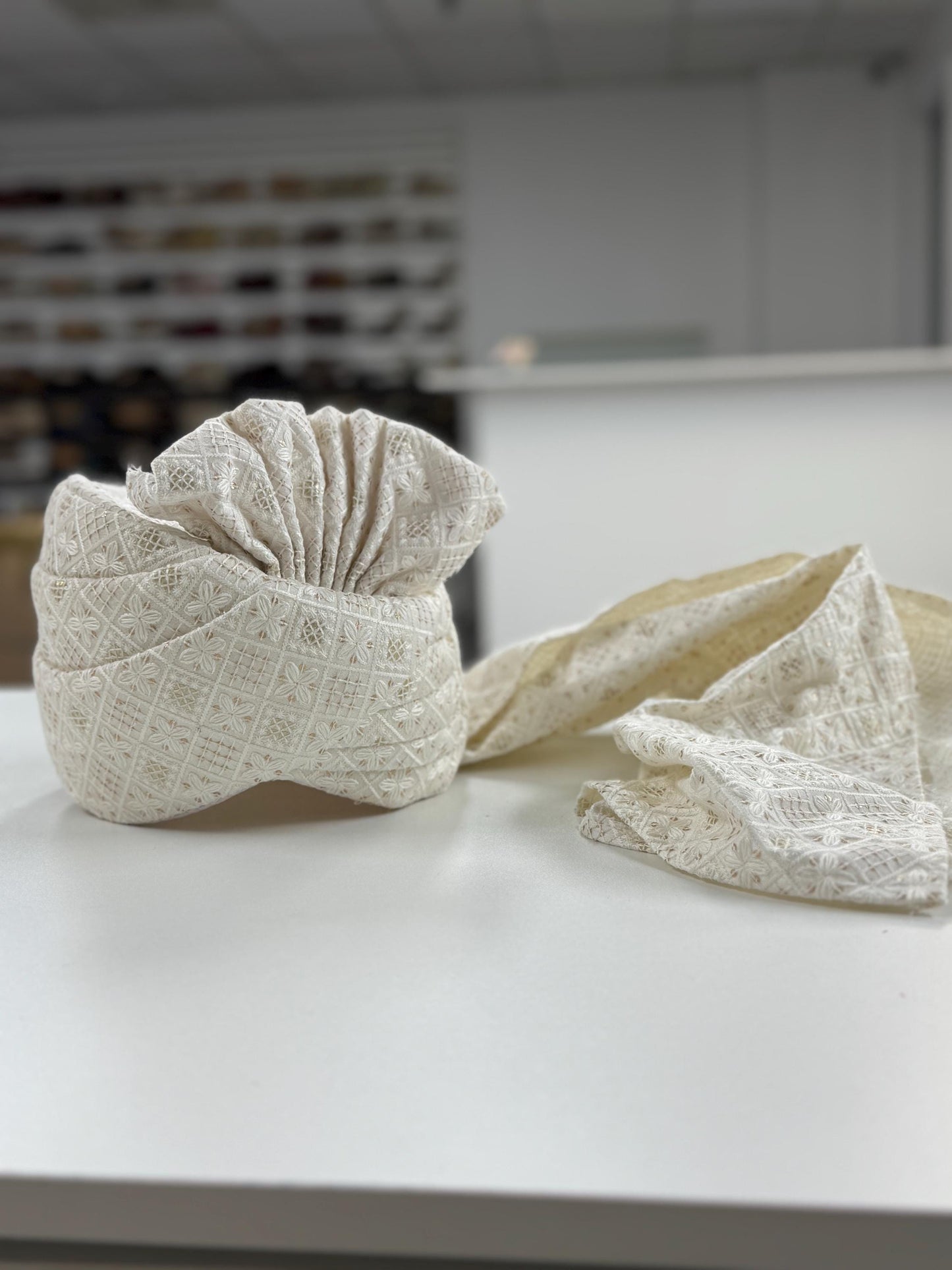 Groom Wedding Turban- Ivory AdjustableTurban(with velcro)- Safa Turban/Pagdi/Premade Turban/ Wedding Safa/Turban