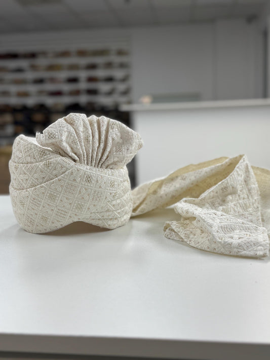 Groom Wedding Turban- Ivory AdjustableTurban(with velcro)- Safa Turban/Pagdi/Premade Turban/ Wedding Safa/Turban