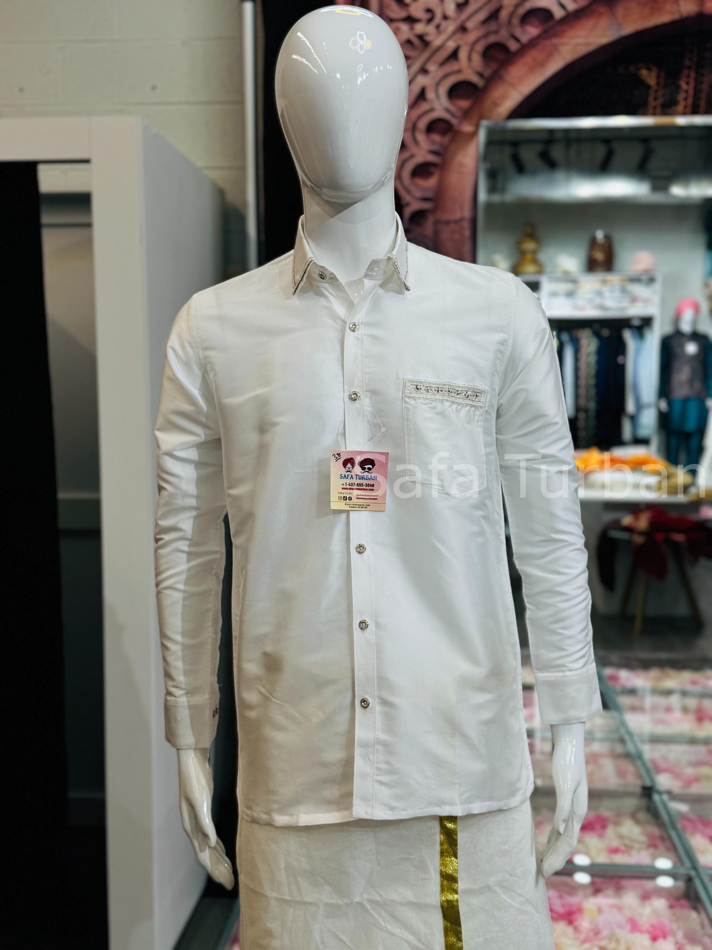 Solid Pure Silk Casual Shirt (White)