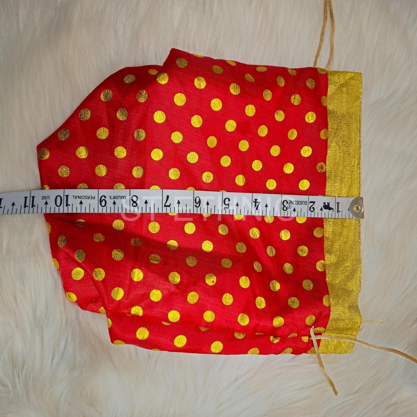 Indian Wedding- Desi Mithai/ Bhaji/Ladoo Bag- Potli Bag for Return Gifts Wedding II Sweets Bag Gift II Polka dot potli  (Red)