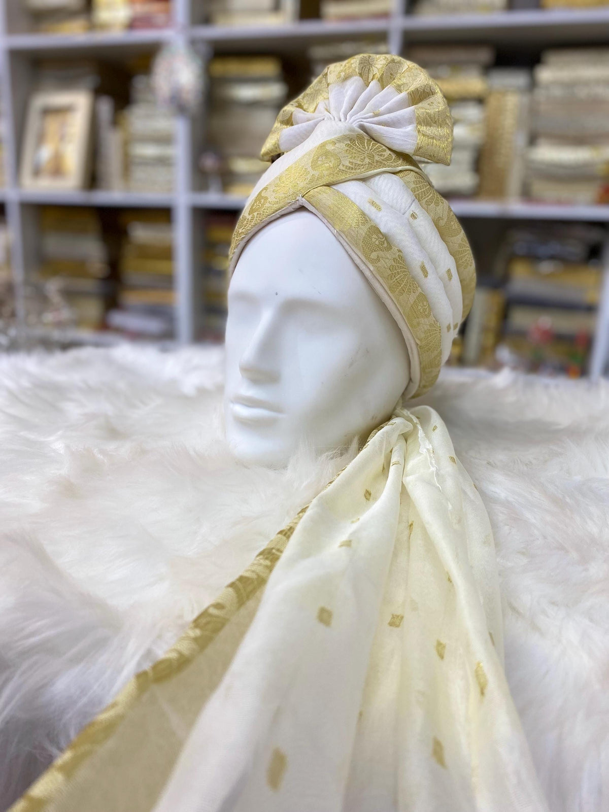 Groom Wedding Turban- Thalapa White colour AdjustableTurban(with velcro)- Safa Turban/Pagdi/Premade Turban/ Wedding Safa/Turban