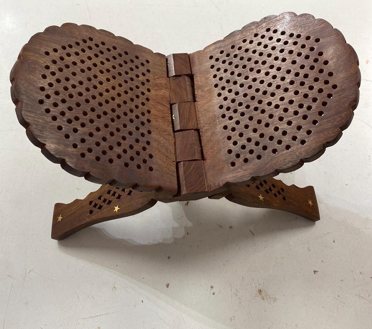 Wooden Hand Carved Holy Book Stand, Rehal Wooden Handcrafted Holy Book Stand, Sanchi Sahib