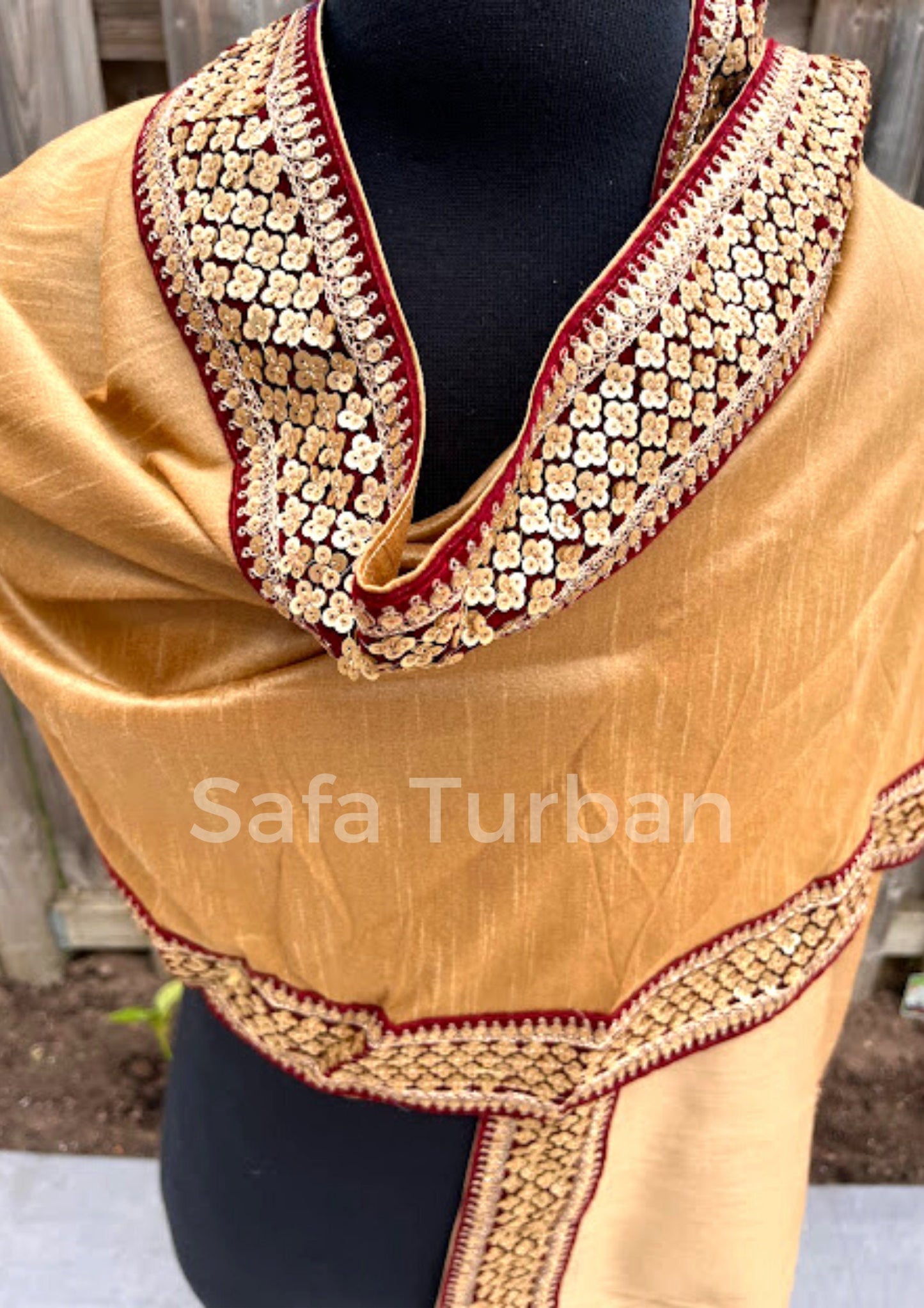 Groom Wedding Shawl- Raw Silk Fabric Shawl for Groom with Maroon Border (Beige) I Groom Palla I Wedding Duppata I Wedding Shawl