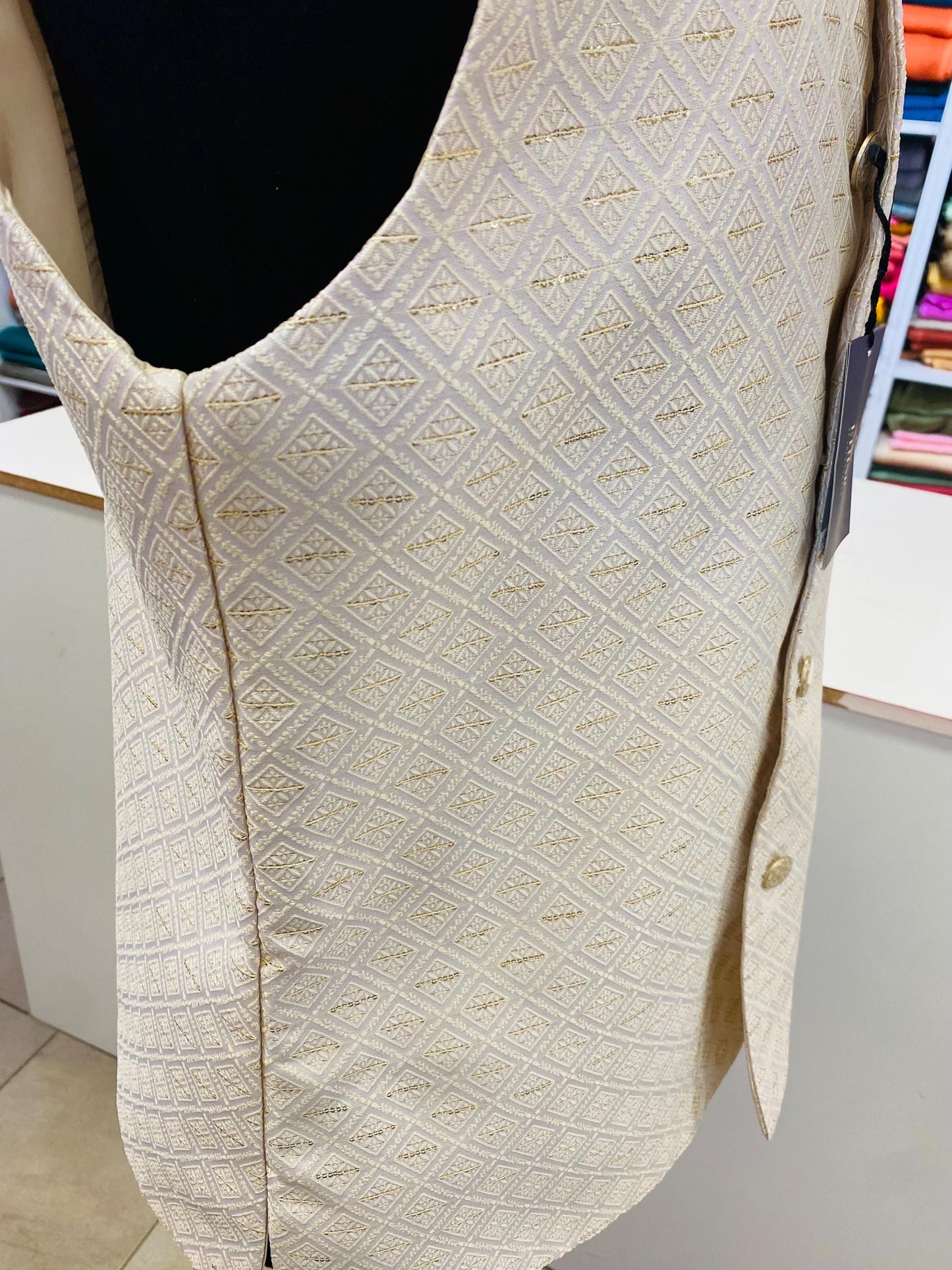 Designer Golden Men Vests- Men Vests- Wedding Vest, Kurta Pajama Vest, Prom Party Dress, Casual Wear (Size available 38,40,42,44,46)