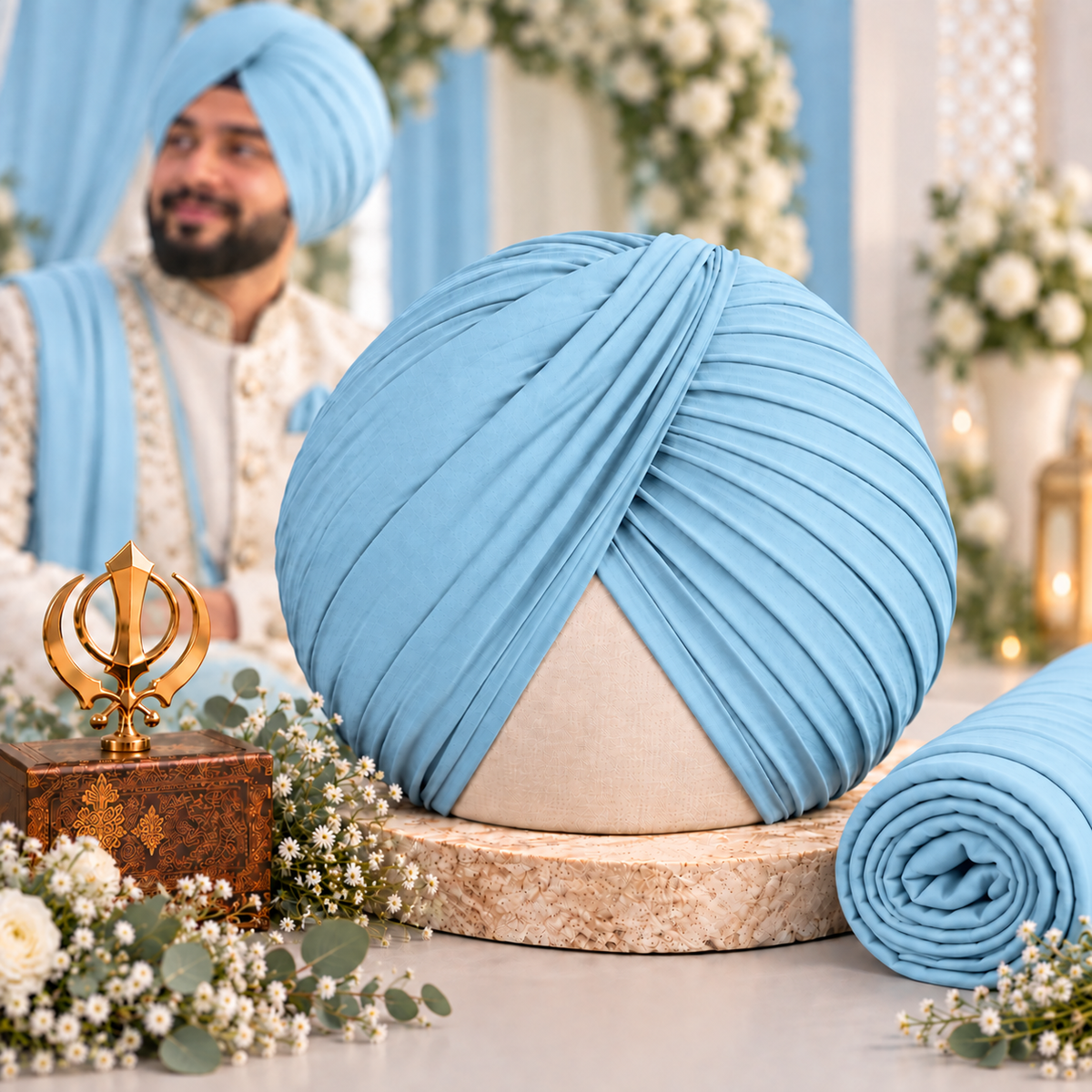 Sikh Turban-  Mint blue (Full Voile and Rubia(Medium)/Half and Half Voile)