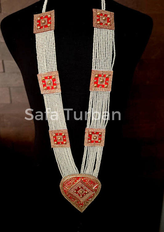 Wedding Accessories- Groom Long Wedding Necklace, Traditional Dulha Long Paan Haar