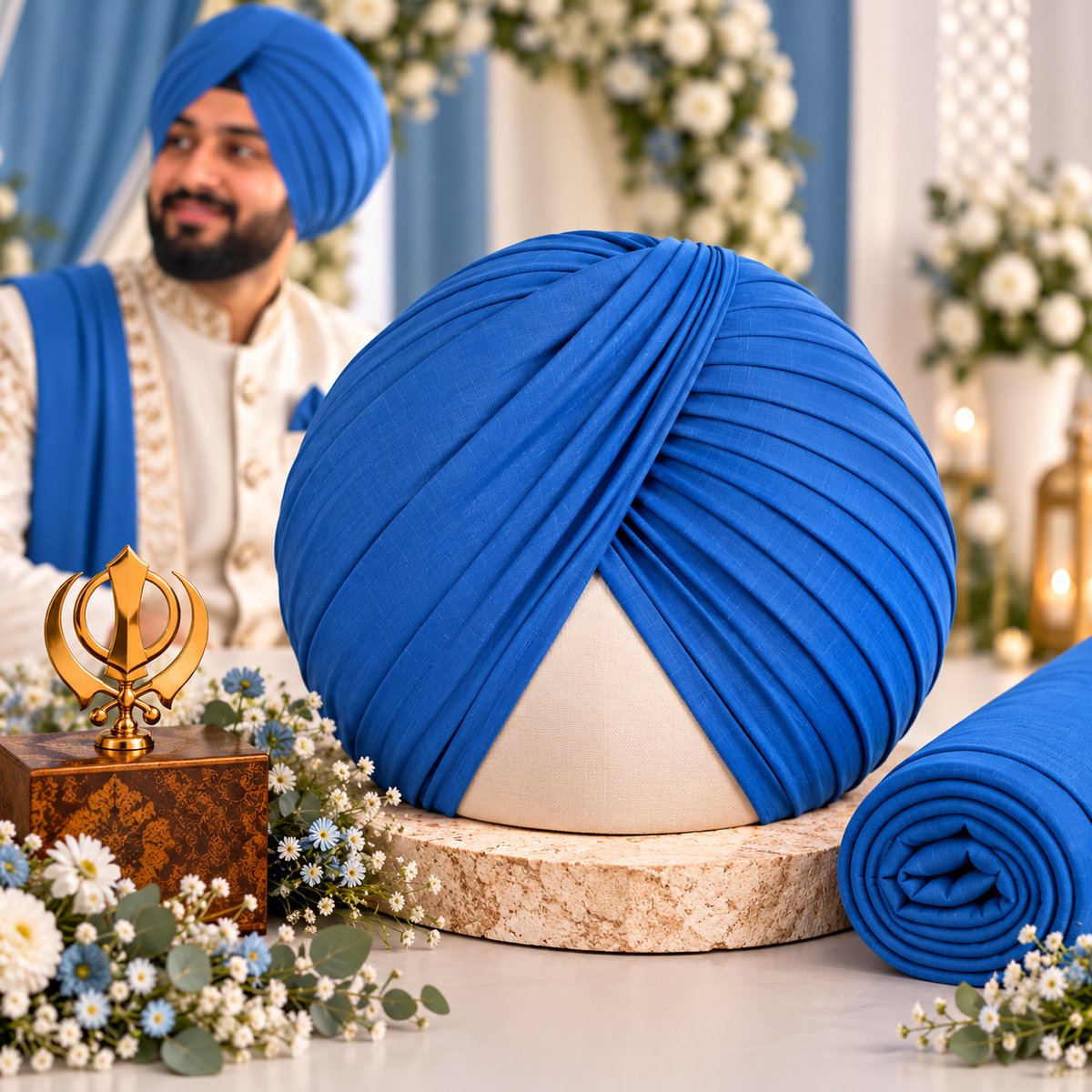 Sikh Turban- Royal Blue (Full Voile and Rubia(Medium)/Half and Half Voile)