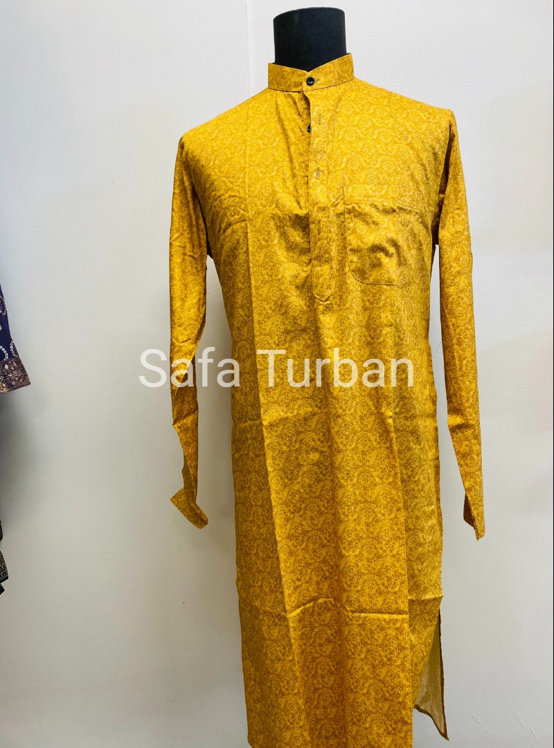 Classic Yellow Kurta Pyjama Set For Men