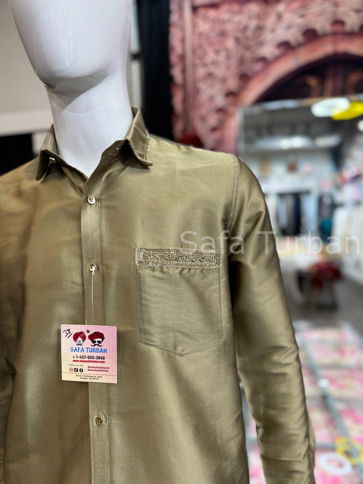 Solid Pure Silk Casual Shirt (Mehndi Green)