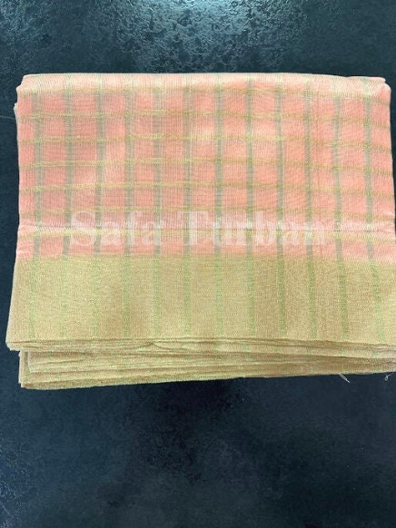 Men's Traditional Turban Fabric/Safa/Pagdi/Pheta Cloth (Peach-Golden) for Barati/Groom/Social Occasion