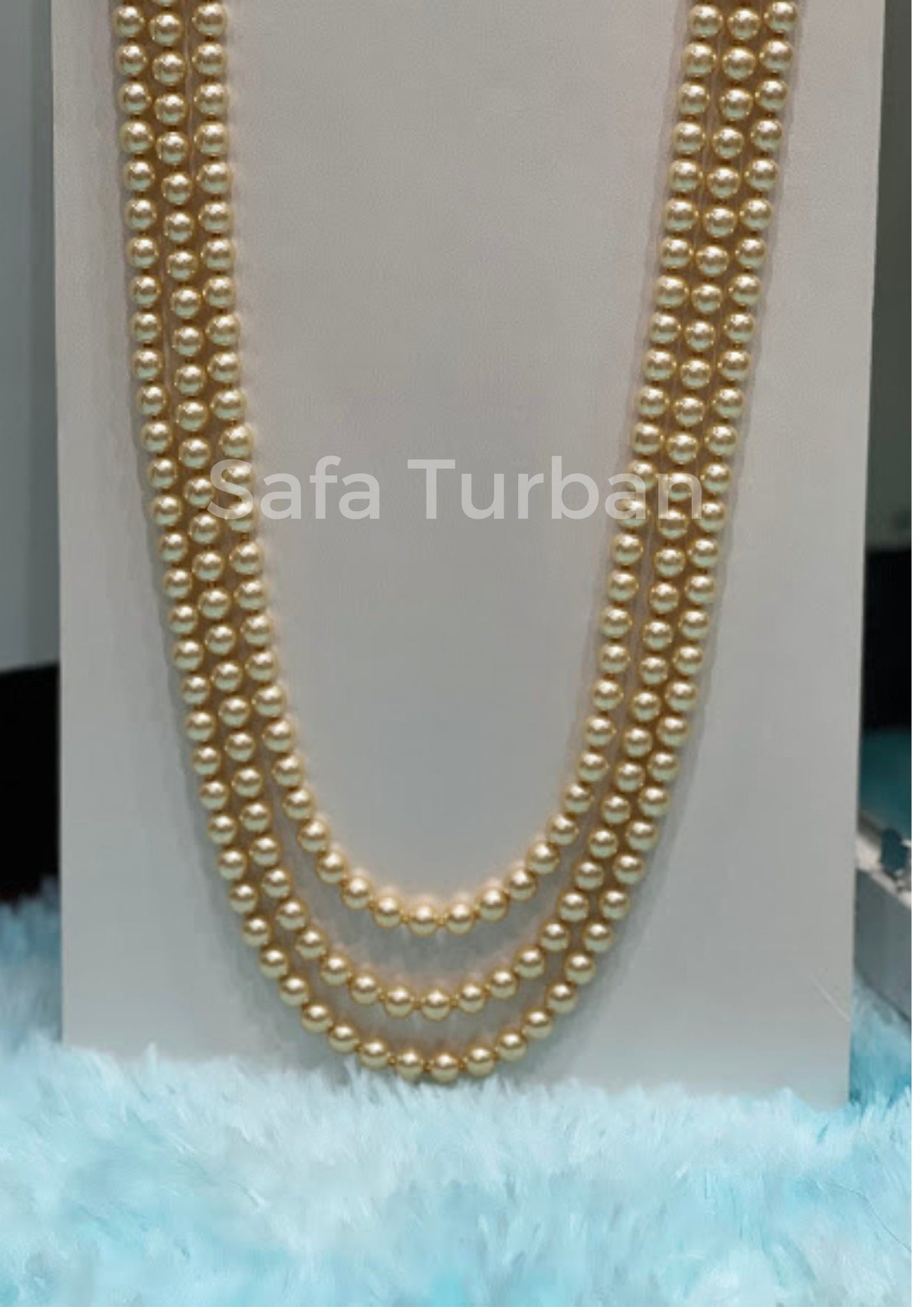 Indian Wedding- Offwhite Pearl Stone Beads Necklace for Men/Groom/Dullah for Wedding