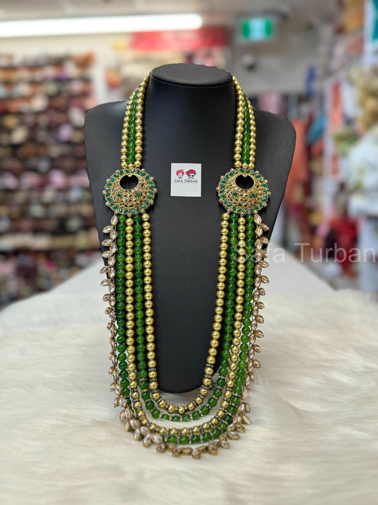 Indian Wedding- Pearl Necklace with Brooch and Kundan layer for Men/Groom for Wedding (5Layers Pearl)