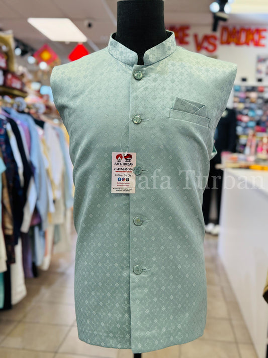 Designer Mint Green (Sage Green) Men Vest- Wedding Vest, Kurta Pajama Vest, Casual Wear (Size available 38,40,42,44,46)