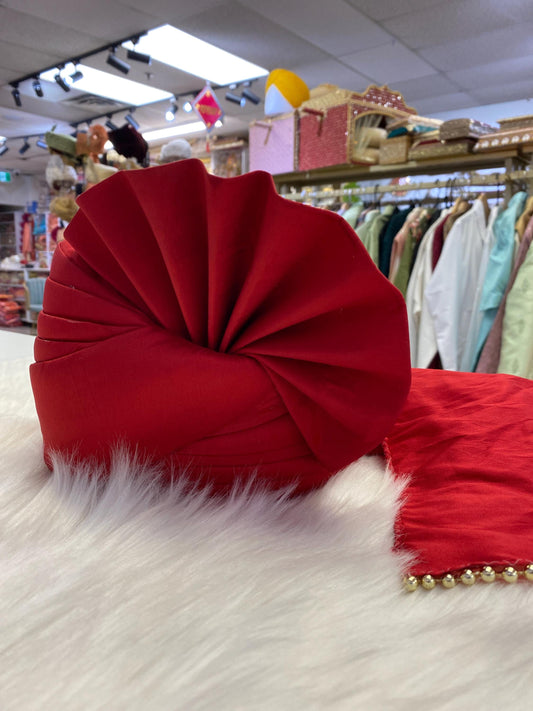 Groom Wedding Turban- Red Turban- Safa Turban/Pagdi/Premade Turban/ Wedding Safa/Turban